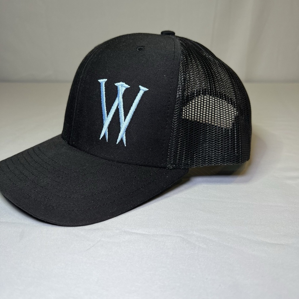 Letter W Snap Back Hat Black One Size Embroidered 3 Nails Logo Outdoor Cap Work